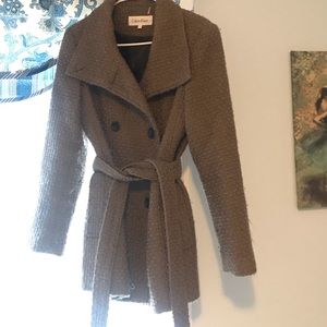 Tan CK pea jacquard pea coat